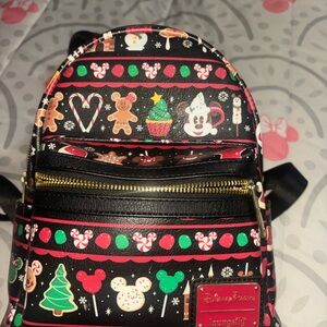 Loungefly Black and Red Holiday Mini Backpack